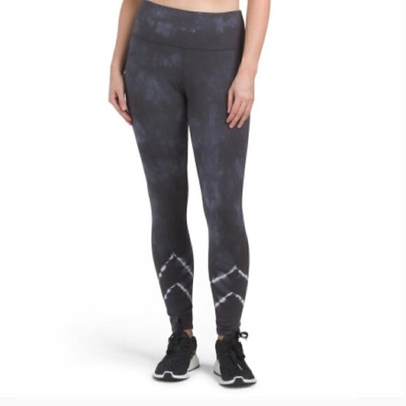 Halcyon Tie Dye Leggings Black Gray White High Rise M NWT Workout Casual - Picture 1 of 7